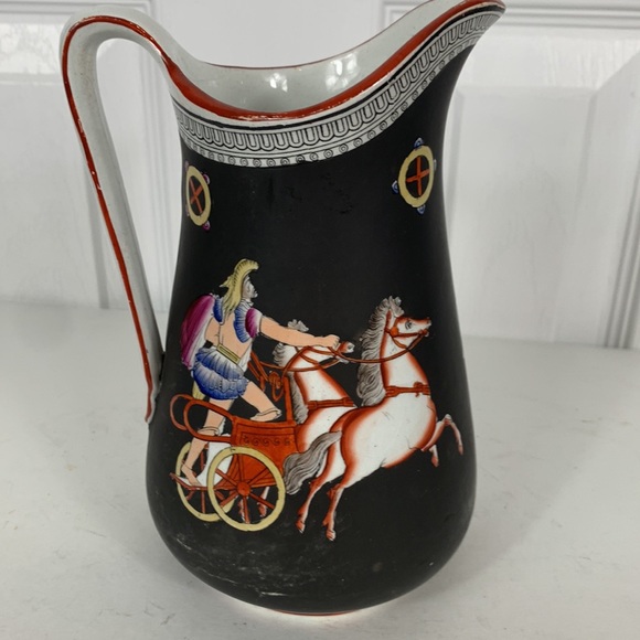 Antique Decorative Pouring jug English ceramic serving ewer. Circa 1900 black - Picture 3 of 6
